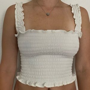 White reformation crop top